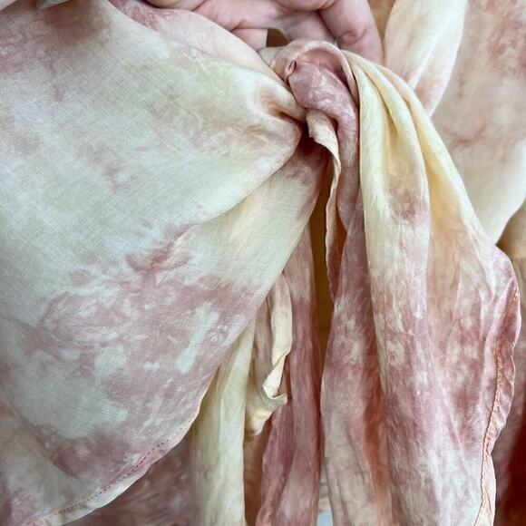 Elan Peach and Mauve Tie Dye Resort Wear Bohemian Tie Front Coverup One Size - Picture 5 of 8